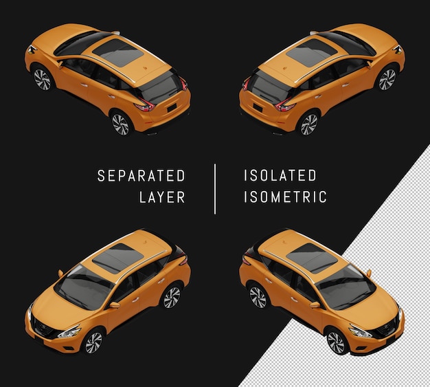 isolated yellow modern sport city suv car isometric car set