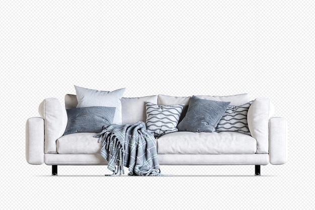 Isoleret sofa i 3D-gengivelse