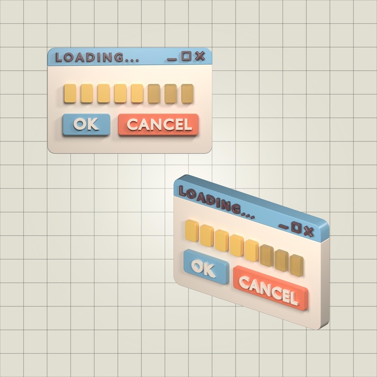 PSD isometric 3d loading bar ui