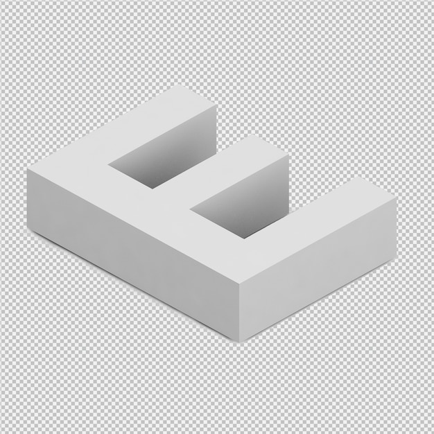 PSD isometric alphabet 3d isolated render