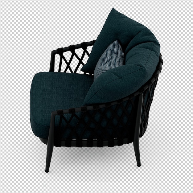 Isometric armchair 3d render isolated