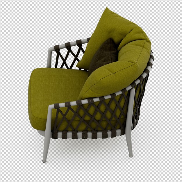 Isometric armchair 3d render isolated