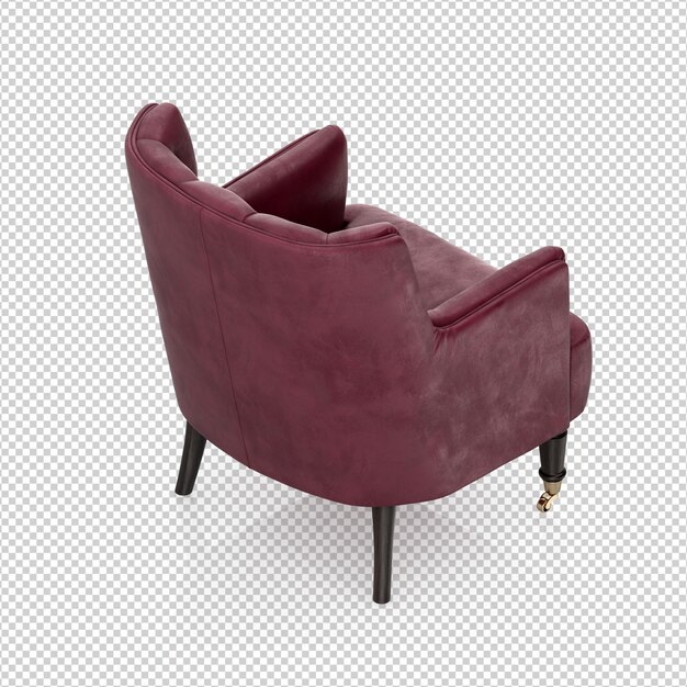 Isometric armchair 3d render isolated