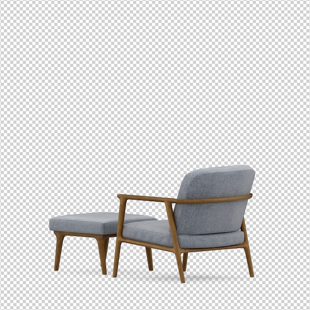 Isometric armchair 3d render isolated