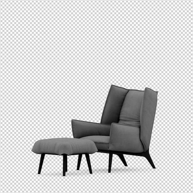 Isometric armchair 3d render isolated