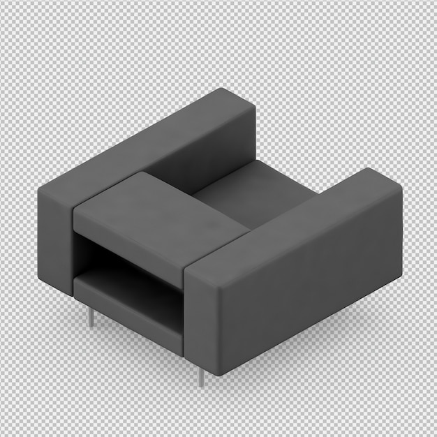 Isometric armchair 3d rendering