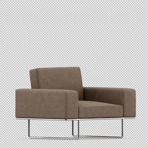 Isometric armchair 3d rendering