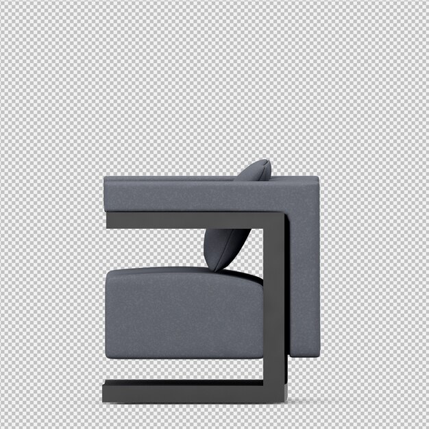 Isometric armchair 3d rendering