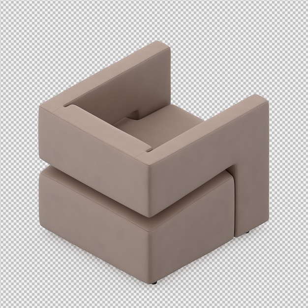 Isometric armchair 3d rendering