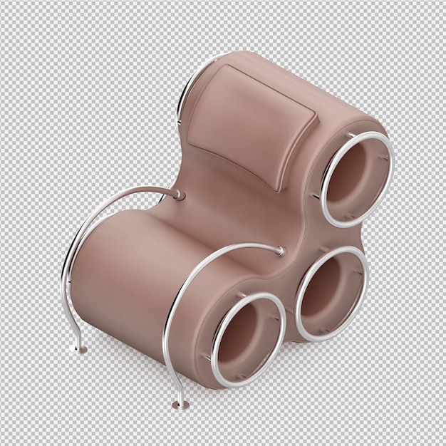 PSD isometric armchair 3d rendering