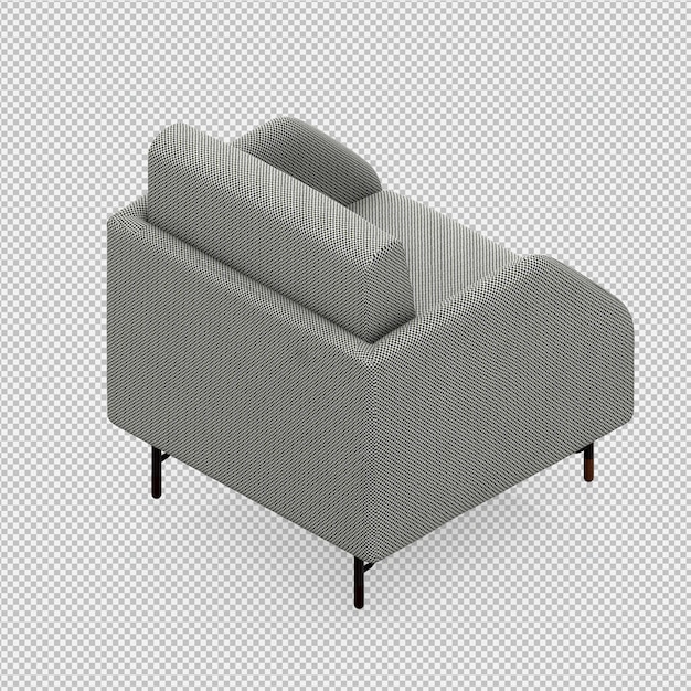 Isometric armchair 3d rendering