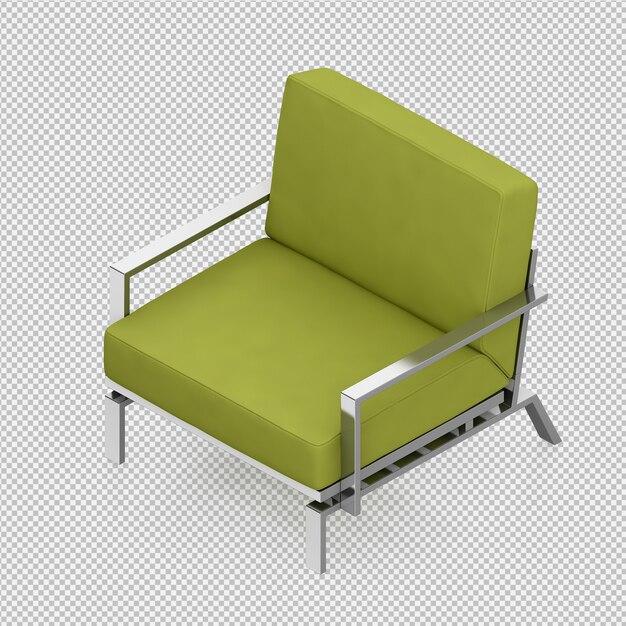 Isometric armchair 3d rendering