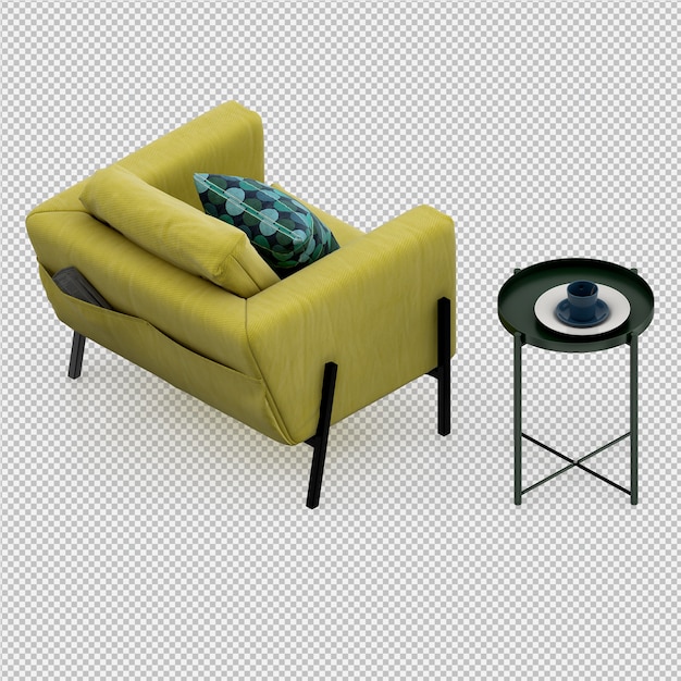 PSD isometric armchair 3d rendering