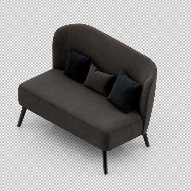 Isometric armchair 3d rendering