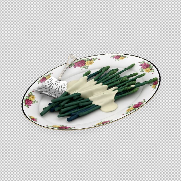 PSD isometric asparagus 3d render