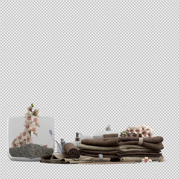 isometric bathroom accessories 3d isolated render