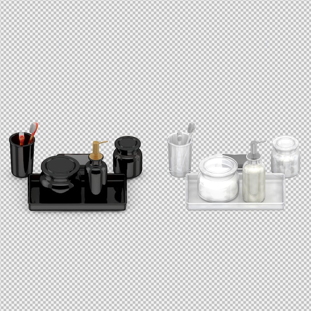Изометрические аксессуары для ванной комнаты 3d изолированных визуализации