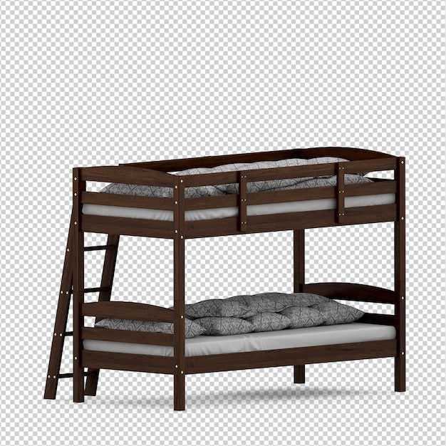 Isometric bed 3d render isolated