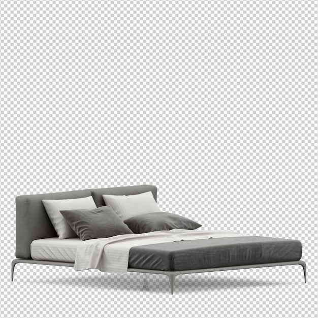 Isometric Bed 3D render isolated