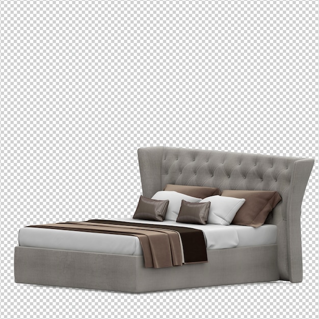 Isometric bed 3d render isolated