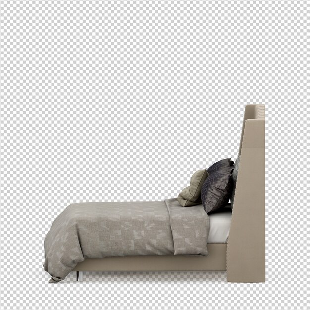 PSD il letto isometrico 3d rende isolato