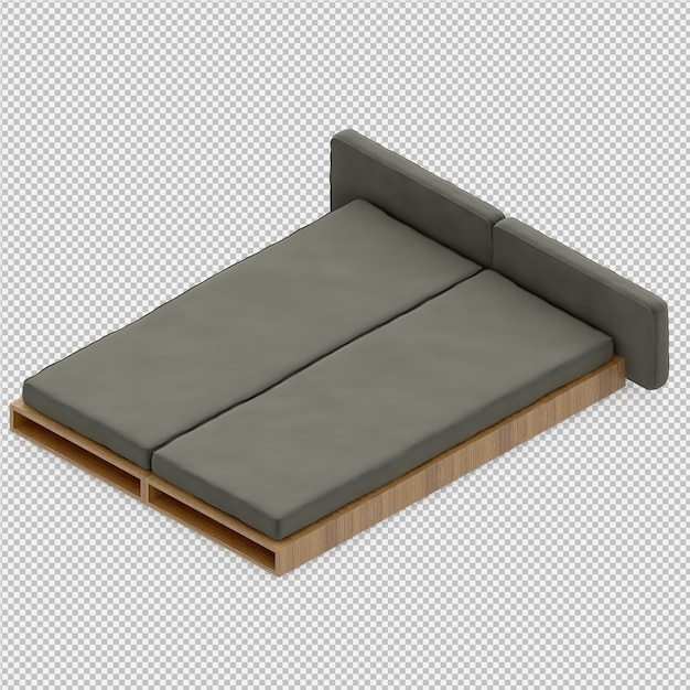 Isometric bed 3d render