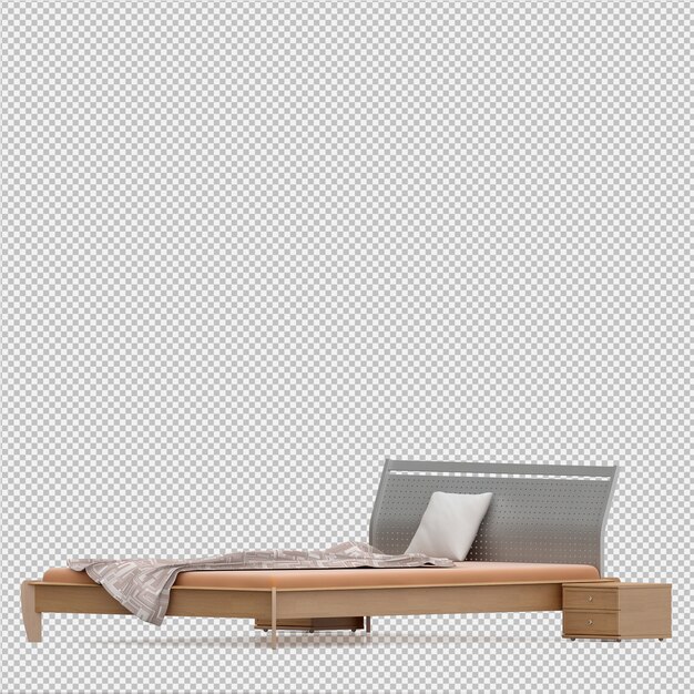 Isometric bed 3d render