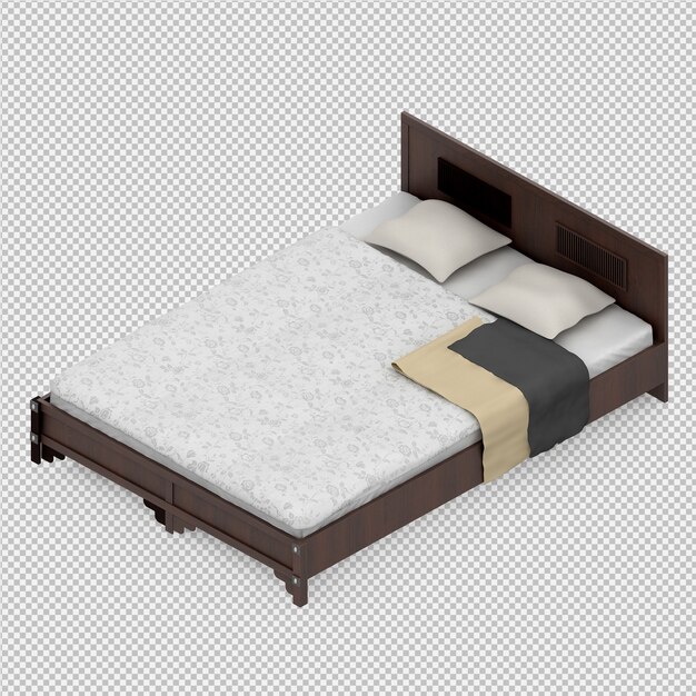 Isometric bed 3d render