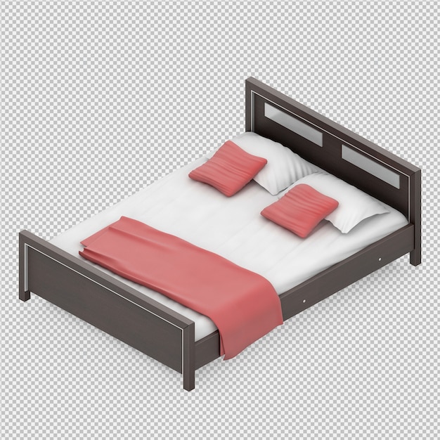 PSD isometric bed 3d render