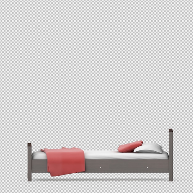 Isometric bed 3d render