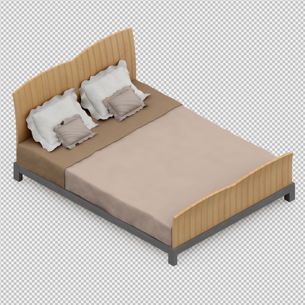 Isometric bed 3d render