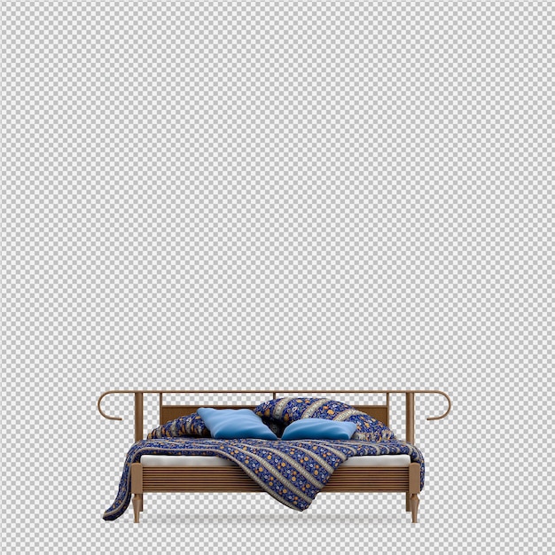 Isometric bed 3d render