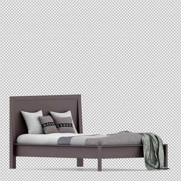 Isometric Bed 3D render