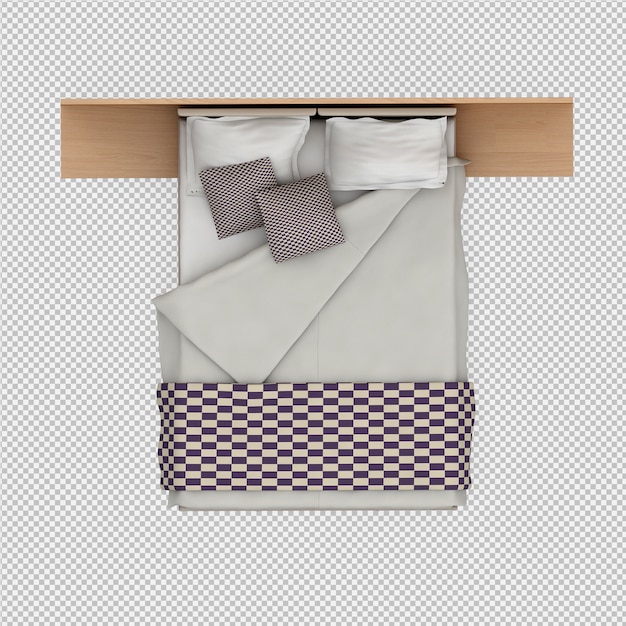 PSD isometric bed 3d render