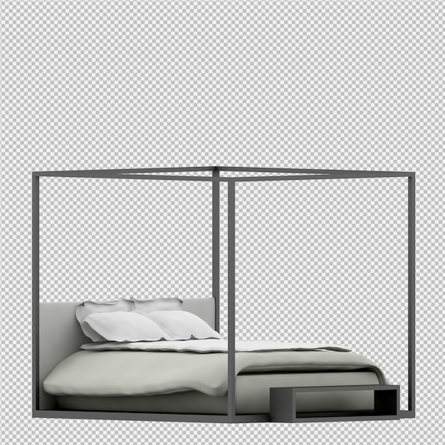 PSD isometric bed 3d render