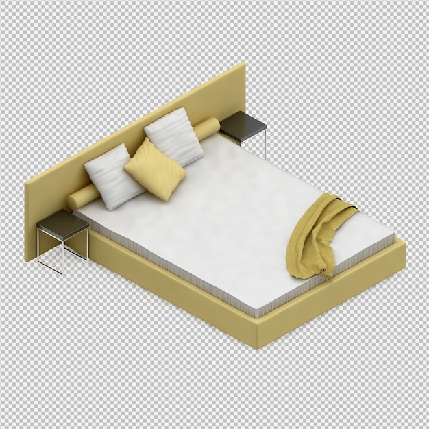 Isometric Bed 3D render