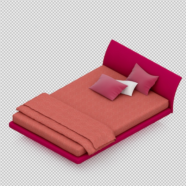 Isometric Bed 3D render