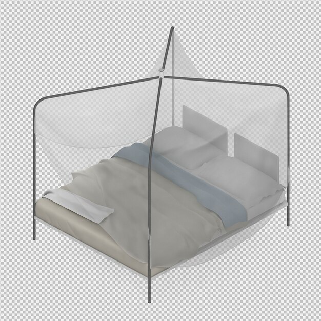 PSD isometric bed 3d render