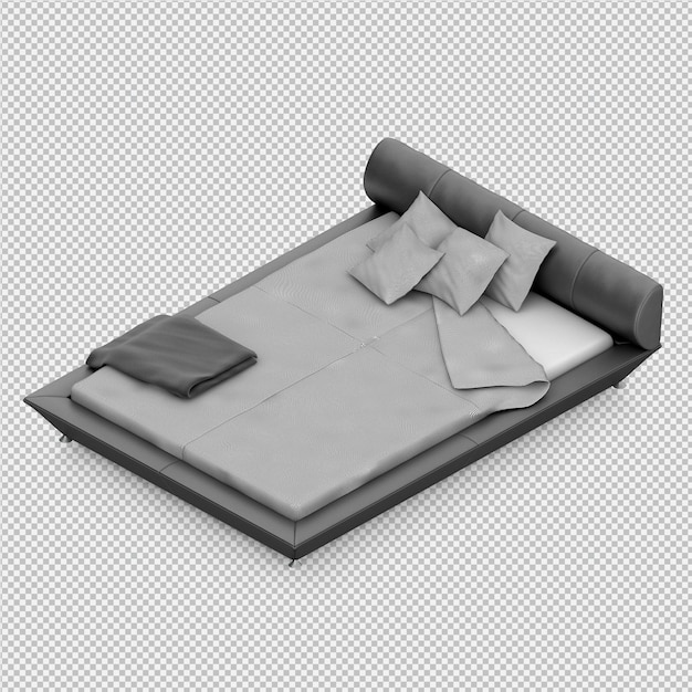 PSD isometric bed 3d render