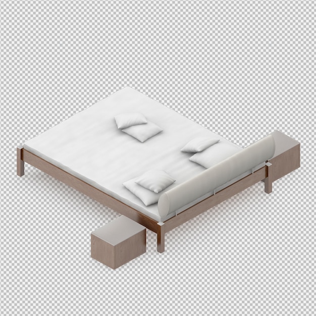 Isometric bed 3d render