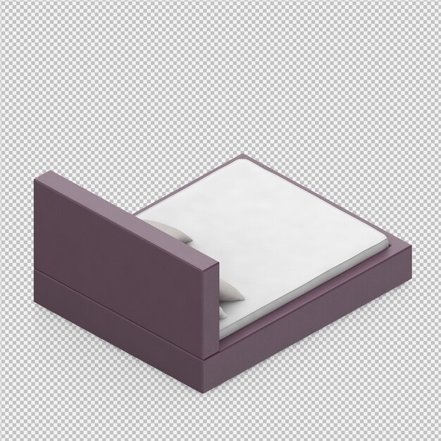 PSD isometric bed 3d render