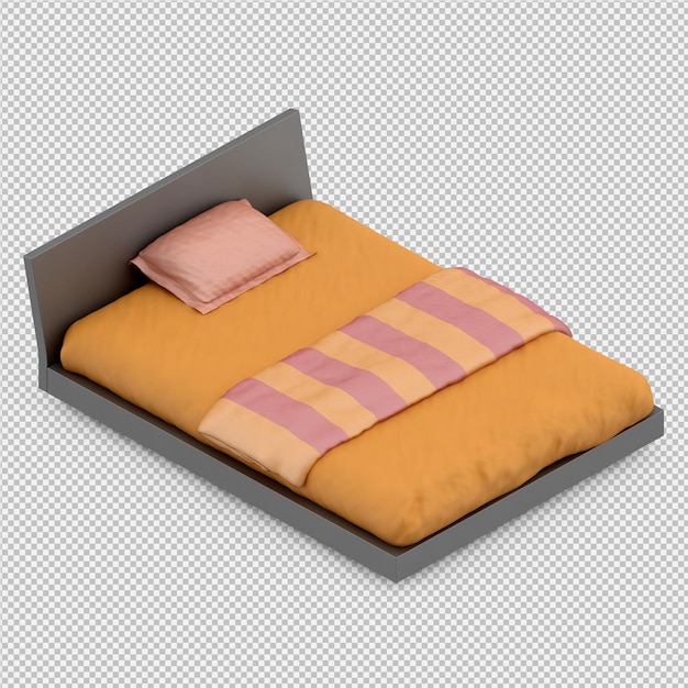 Isometric bed 3d render