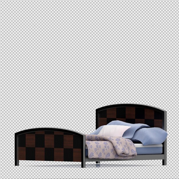 PSD isometric bed 3d render