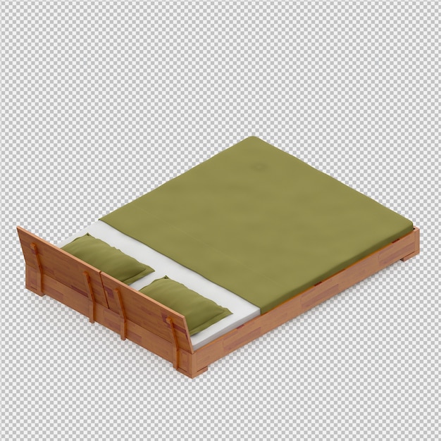 Isometric bed 3d render