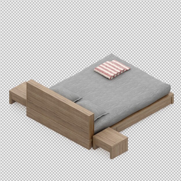 Isometric bed 3d render