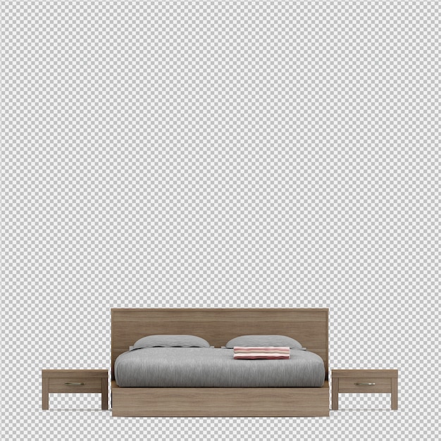 Isometric bed 3d render