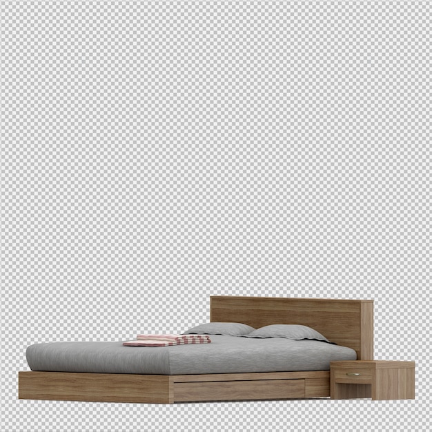 PSD isometric bed 3d render