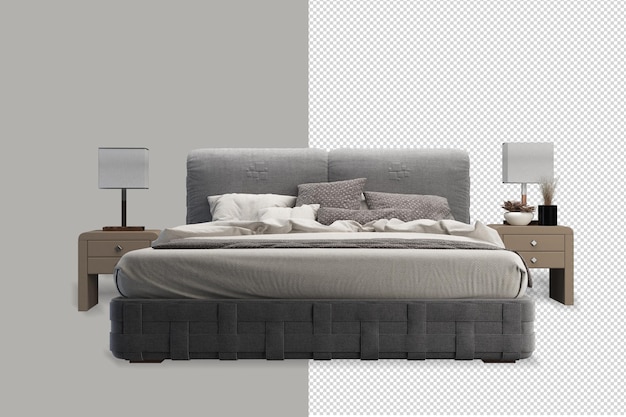 Isometric bed in 3d rendering