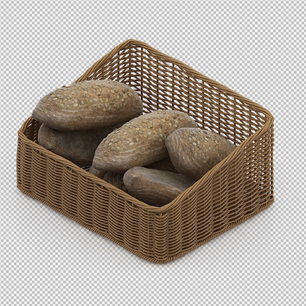 PSD isometric bread 3d isolated render