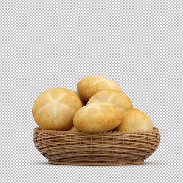Il pane isometrico 3d isolato rende